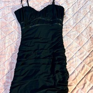 Black and Pink Pleated Maxi Dress Spaghetti Strap